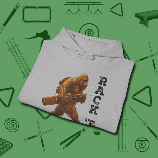 Bigfoot Rack 'em Hoodie, folded view, in Sport Grey look good while calling your pocket