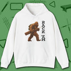 Bigfoot Rack 'em Pool Hoodie, in White color, billiards hoodie, front view