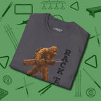 Bigfoot Rack 'em T-Shirt, folded view, in Charcoal confidence stitched in every seam