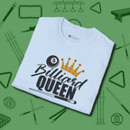 Billiard Queen T-Shirt, folded view, in Light Blue classic cue style, no gimmicks