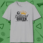 Billiard Queen T-Shirt, front view, in Sport Grey helps your stroke and your style