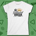 Billiard Queen Women's Cut Tee, in White color, billiards shirt, front view
