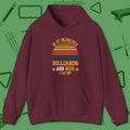 Billiards and Beer Hoodie, front view, in Maroon subtle drip for serious shooters