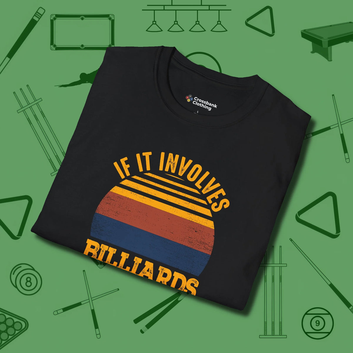 Billiards and Beer T-Shirt, folded view, in Black an extension of your pool persona
