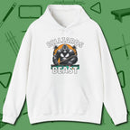 Billiards Beast Hoodie, front view, in White because you don’t just play — you represent