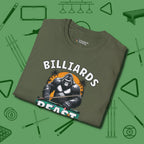 Billiards Beast T-Shirt, folded view, in Military Green attitude built for the long haul