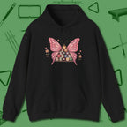 Billiards Butterfly Hoodie, front view, in Black strike fear with swagger and precision