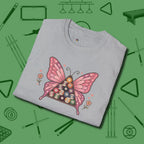 Billiards Butterfly T-Shirt, folded view, in Sport Grey clean lines for dirty minds