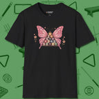 Billiards Butterfly T-Shirt, front view, in Black the shirt that plays position