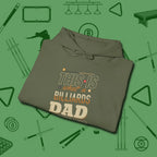 Billiards Dad Hoodie, folded view, in Military Green attitude built for the long haul