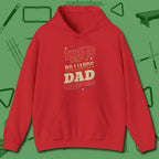 Billiards Dad Hoodie, front view, in Red for hustlers who keep it honest