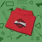 Billiards Emblem Hoodie, folded view, in Red what champions wear between racks