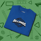 Billiards Emblem T-Shirt, folded view, in Royal fashion with break-and-run energy