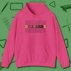 Billiards Retro Sign Hoodie, front view, in Heliconia fashion with break-and-run energy