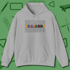 Billiards Retro Sign Hoodie, front view, in Sport Grey as serious as your stroke