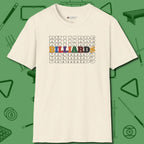 Billiards Retro Sign T-Shirt, front view, in Natural make every shot — and outfit — count
