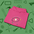 Billiards Solar System Hoodie, folded view, in Heliconia as serious as your stroke