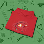Billiards Solar System Hoodie, folded view, in Red for shooters who dress like they play: sharp