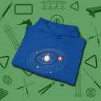 Billiards Solar System Hoodie, folded view, in Royal cue up respect every time you wear it