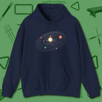Billiards Solar System Hoodie, front view, in Navy from chalk to clutch, look the part