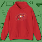 Billiards Solar System Hoodie, front view, in Red table-tested, street-approved style