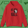 Black Ball 8-Ball Hoodie, front view, in Red ideal for clean hits and clean fits