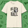 Black Ball 8-Ball T-Shirt, front view, in Natural a clean fit for the dirtiest safeties