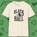 Black Ball 8-Ball T-Shirt, front view, in Natural a clean fit for the dirtiest safeties