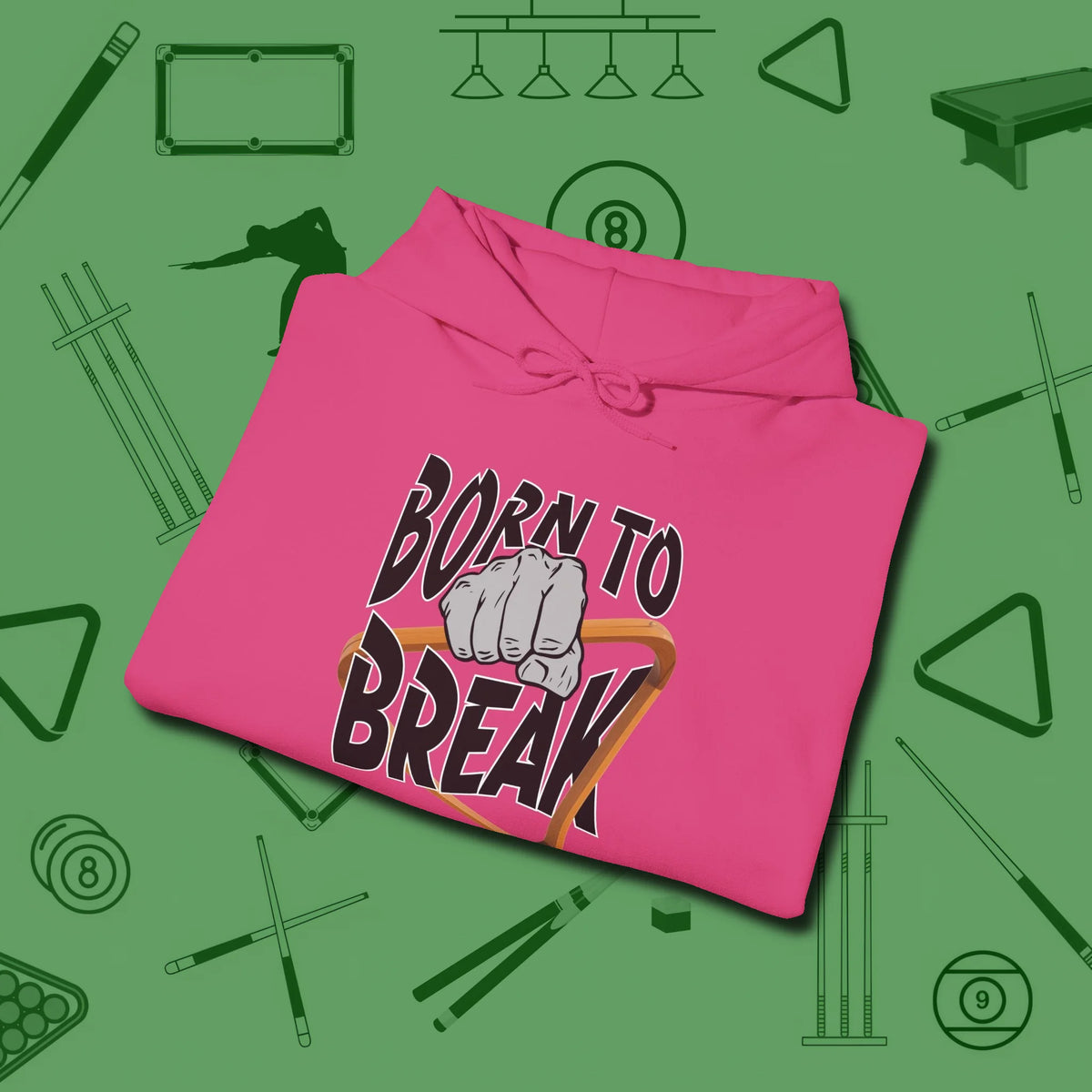 Born to Break Hoodie, folded view, in Heliconia built for bold breaks and quiet confidence