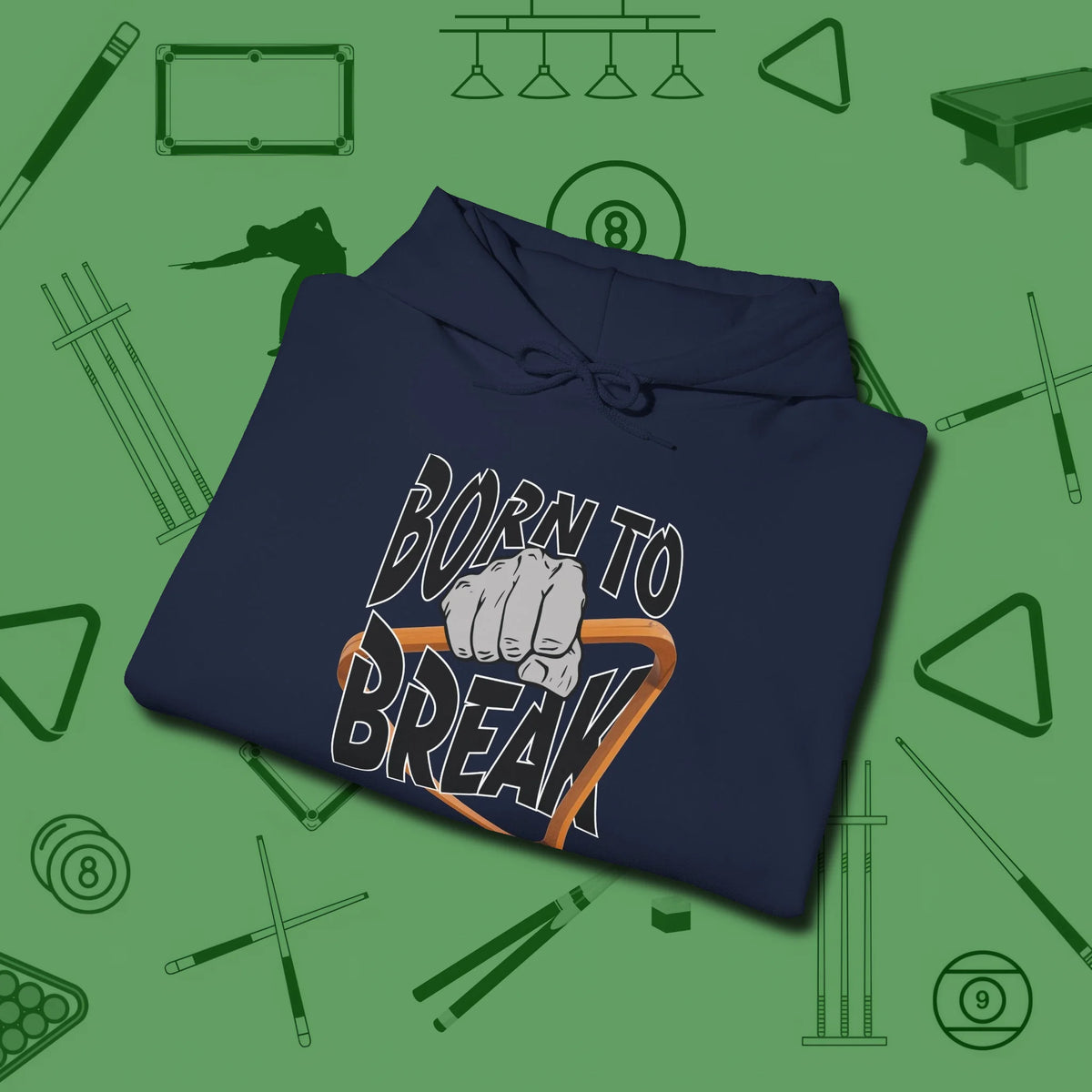 Born to Break Hoodie, folded view, in Navy table-tested, street-approved style