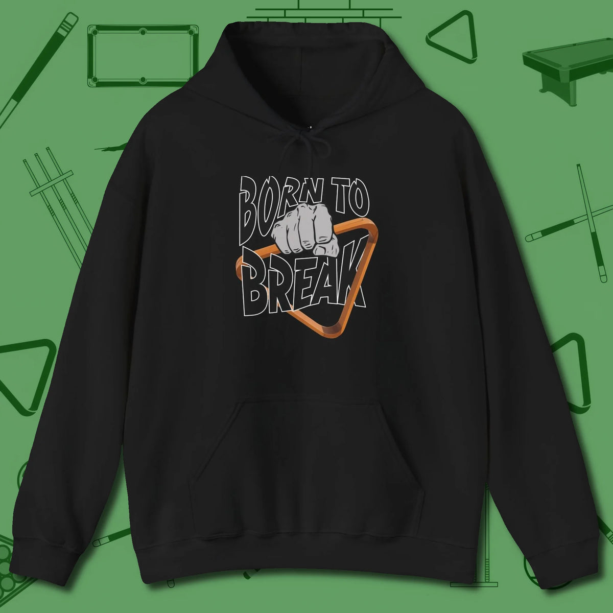 Born to Break Hoodie, front view, in Black for hustlers who keep it honest