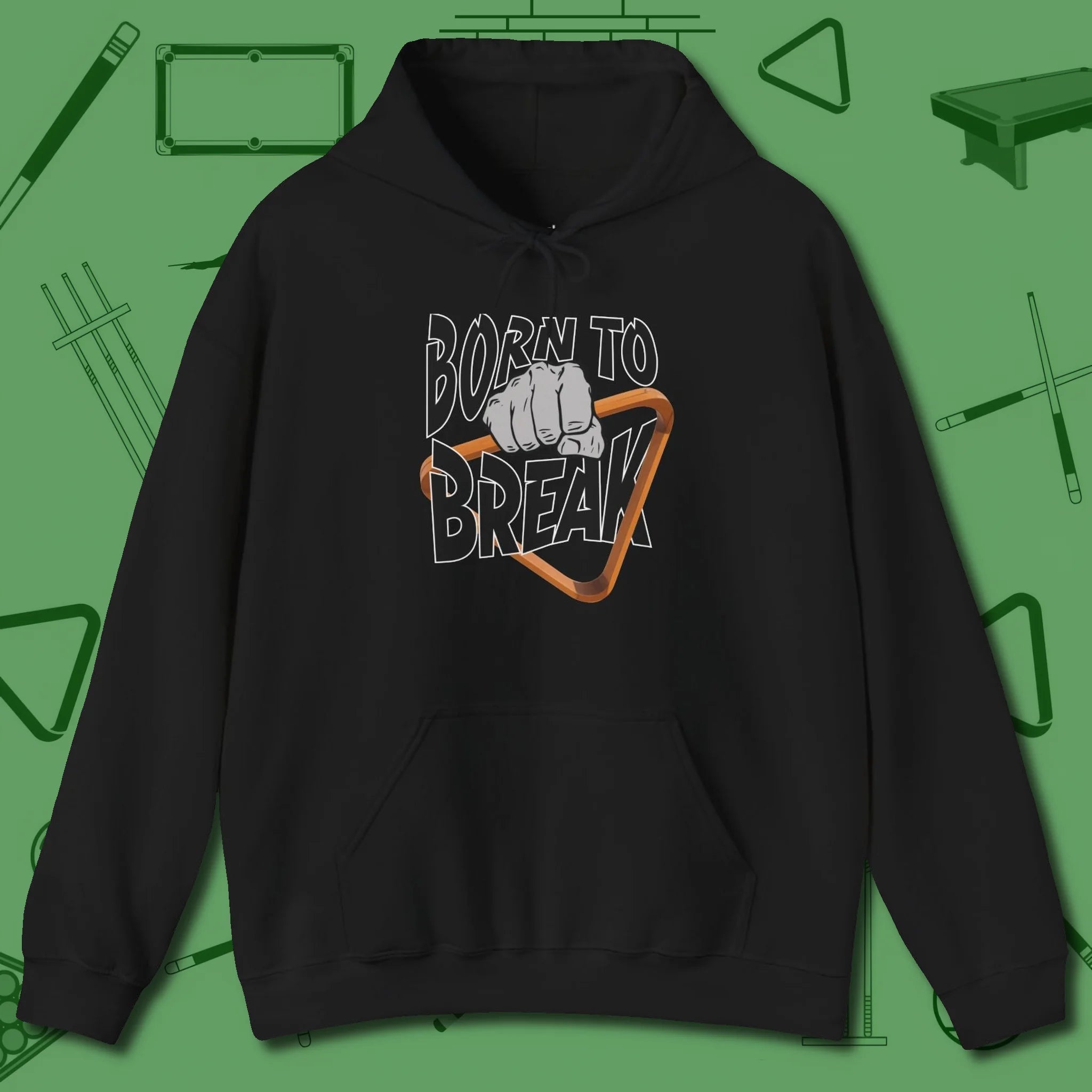 Born to Break Hoodie, front view, in Black for hustlers who keep it honest