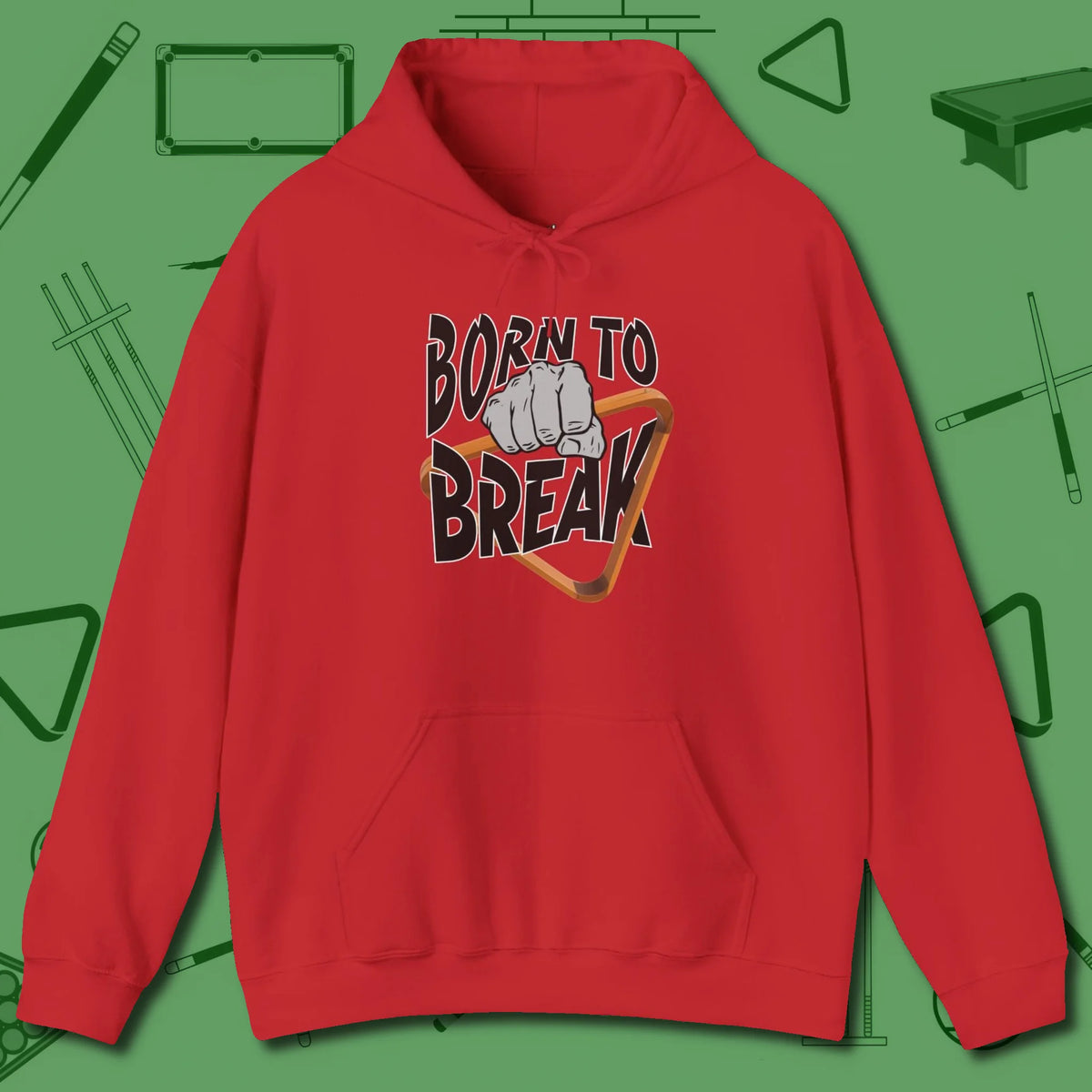 Born to Break Hoodie, front view, in Red because you don’t just play — you represent
