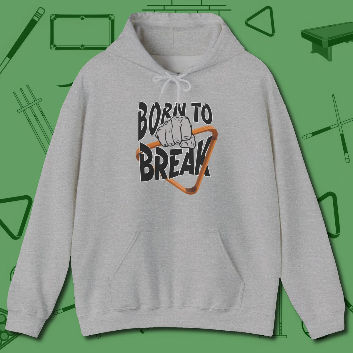 Born to Break Hoodie, front view, in Sport Grey as serious as your stroke