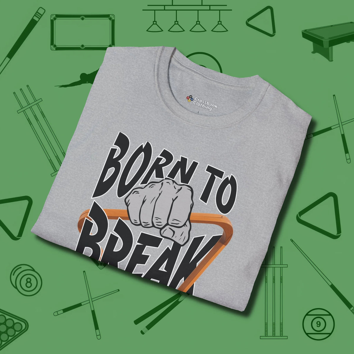 Born To Break T-Shirt, folded view, in Sport Grey put your best game on display