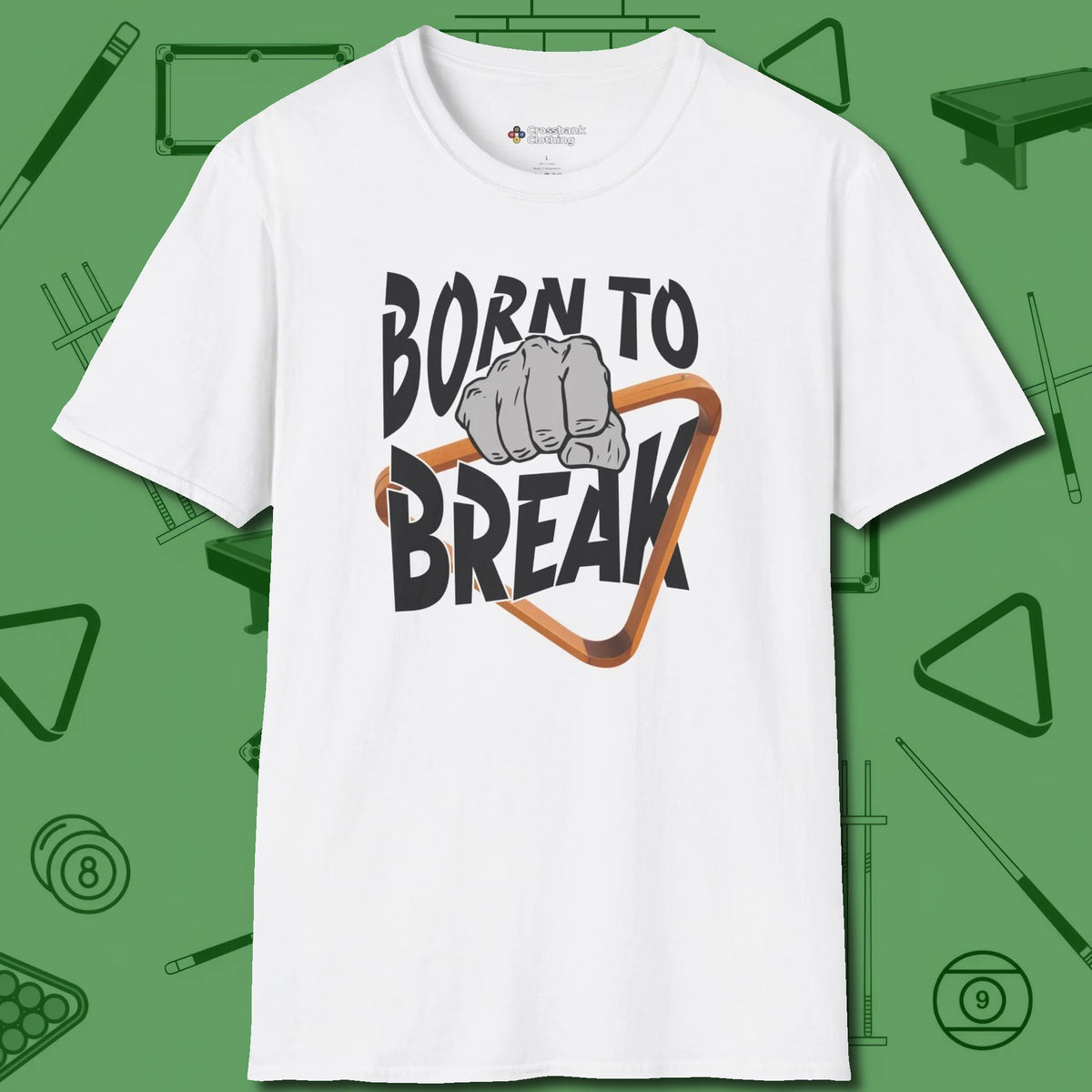 Born To Break T-Shirt, front view, in White cool under pressure, hot on the eyes