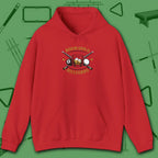 Bourbon and Billiards Hoodie, in Red color, pool hoodie, front view