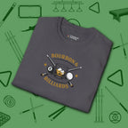 Bourbon and Billiards T-Shirt, in Charcoal color, pool shirt, folded view