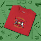 Bourbon and Billiards T-Shirt, in Red color, pool shirt, folded view