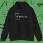 Break Defined Hoodie, front view, in Black what the real shooters wear