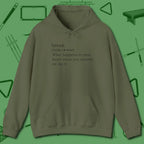 Break Defined Hoodie, front view, in Military Green the shirt that plays position