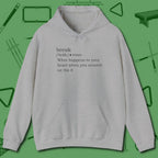 Break Defined Hoodie, front view, in Sport Grey where style and cue discipline collide