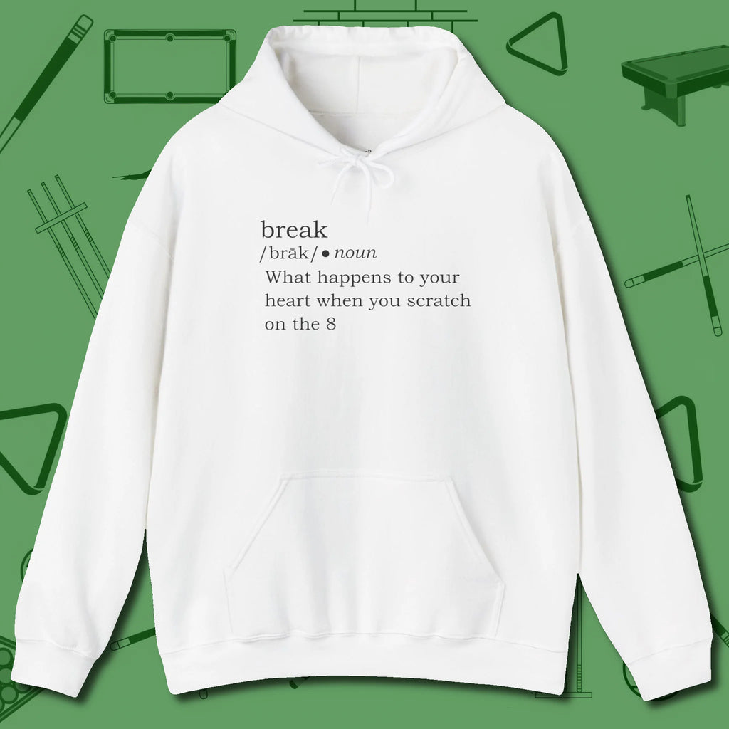 Break Defined Hoodie, front view, in White because the table is your battlefield