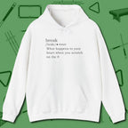 Break Defined Hoodie, front view, in White because the table is your battlefield