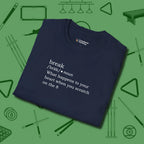 Break Defined T-Shirt, folded view, in Navy cool enough for a corner pocket finish