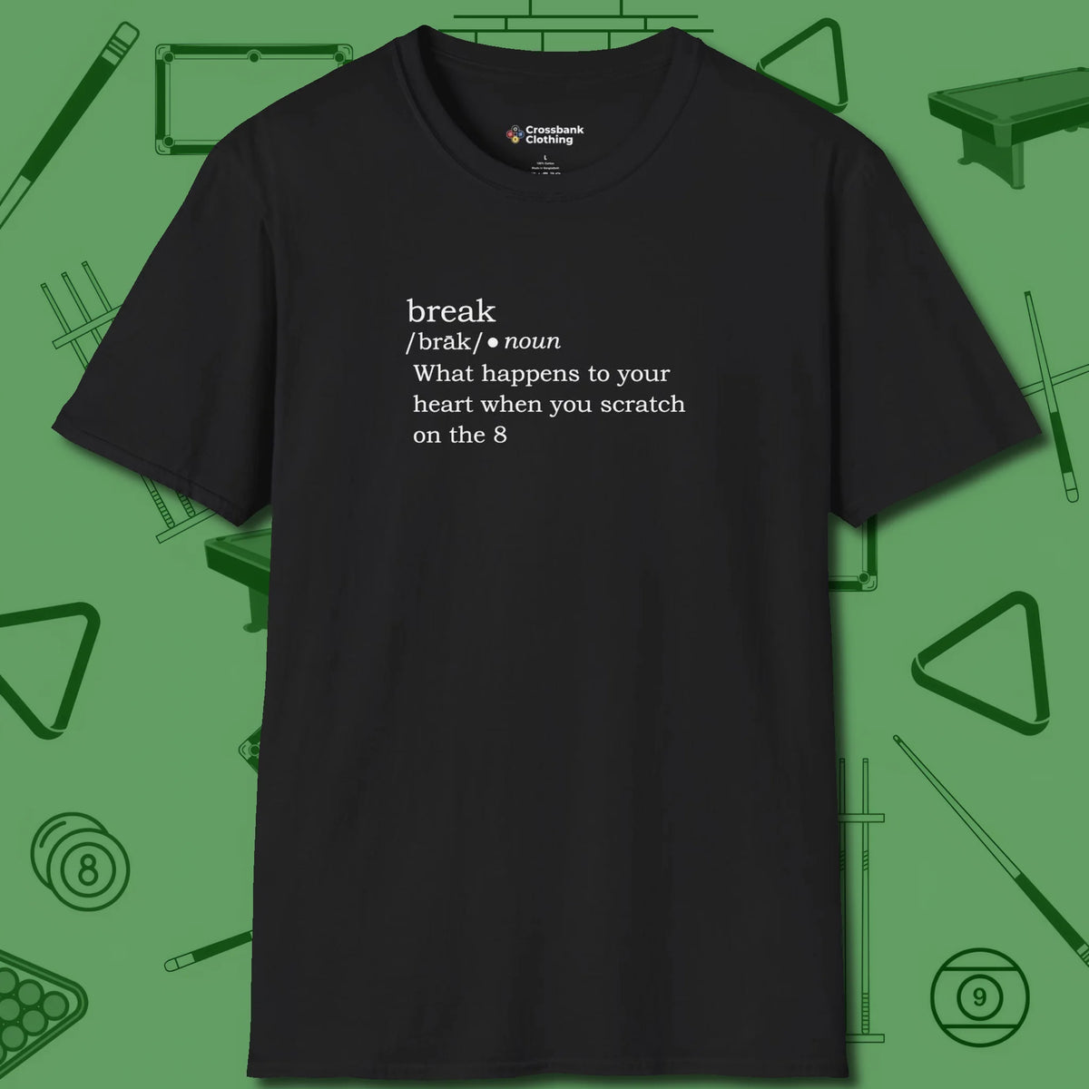 Break Defined T-Shirt, front view, in Black smart apparel for strategic players