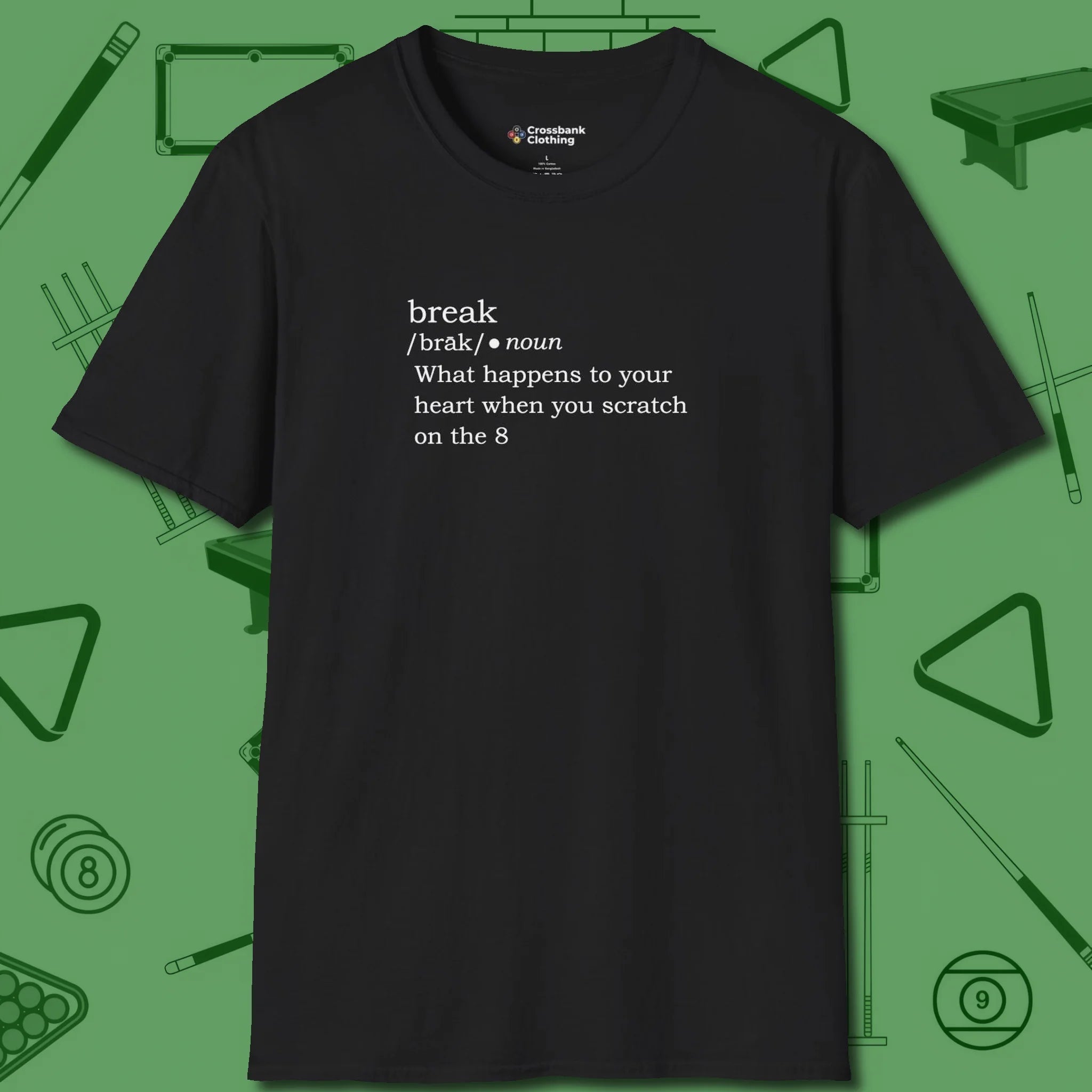 Break Defined T-Shirt, front view, in Black smart apparel for strategic players