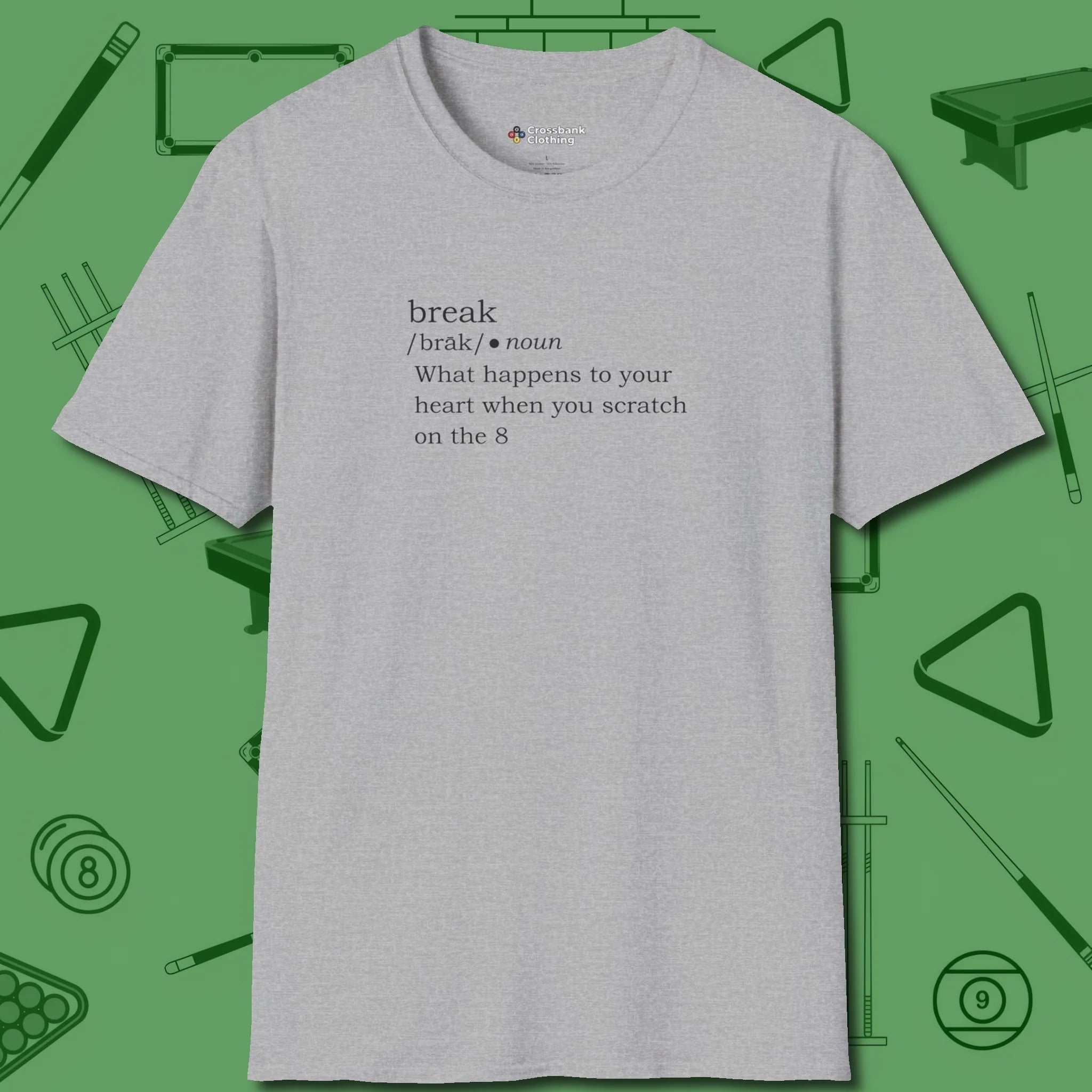 Break Defined T-Shirt, front view, in Sport Grey as serious as your stroke