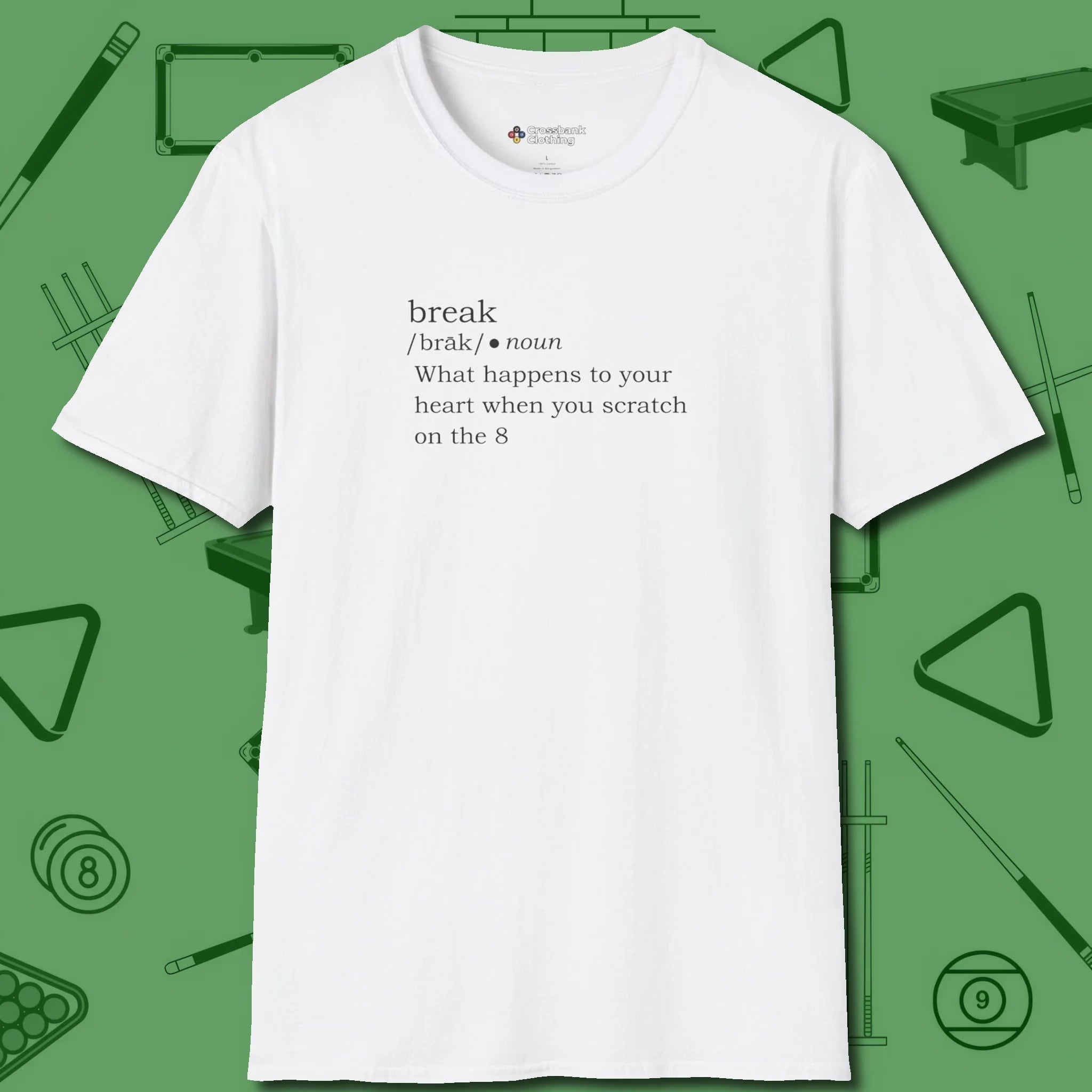 Break Defined T-Shirt, front view, in White play in style, win in silence