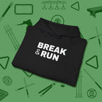 Break & Run Hoodie, folded view, in Black your secret weapon off the table